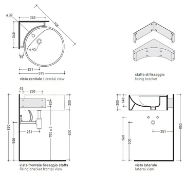 TWIN SET 52 - Wall-mounted corner single ceramic washbasin by Ceramica Flaminia - view 3